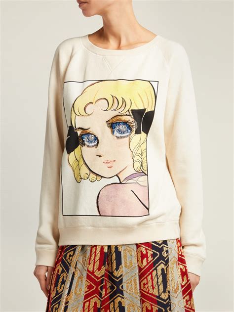 gucci chie hosokawa-print cotton sweatshirt|Cotton jersey sweatshirt with print in ivory .